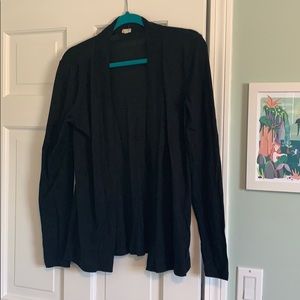 J.Crew open front long black sweater